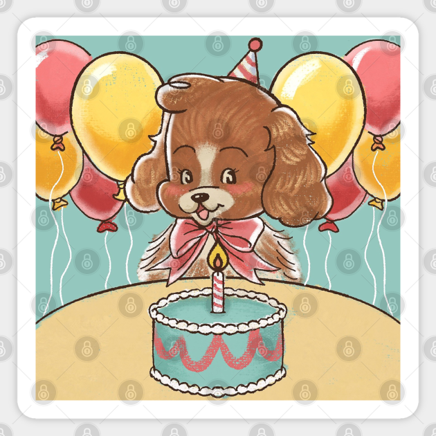 happy birthday puppy Birthday Sticker TeePublic